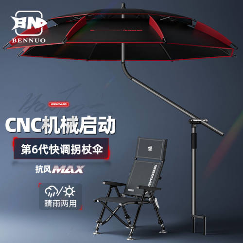 本诺钓鱼伞万向大钓伞2024新款防暴雨伞钓鱼专用拐杖伞户外遮阳伞