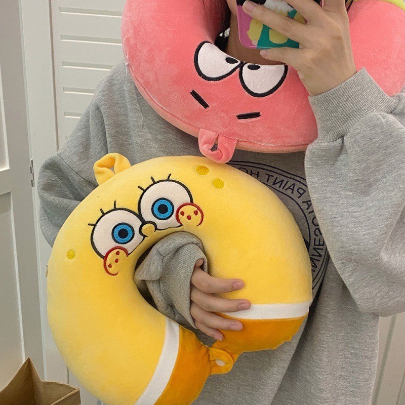 卡通记忆棉U型枕坐车护颈枕办公室可爱毛绒颈椎枕头便携旅行靠枕