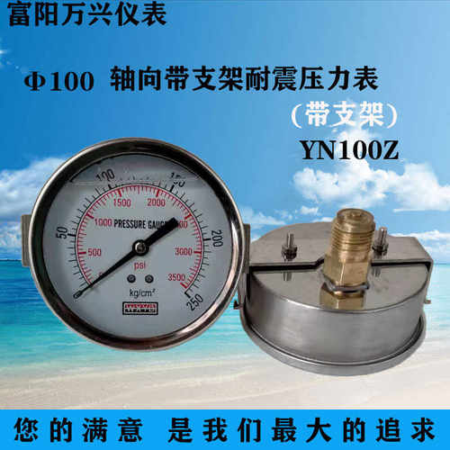 富阳万兴YN100Z轴向耐震带支架固定压力表YN100ZU型支架面板固定
