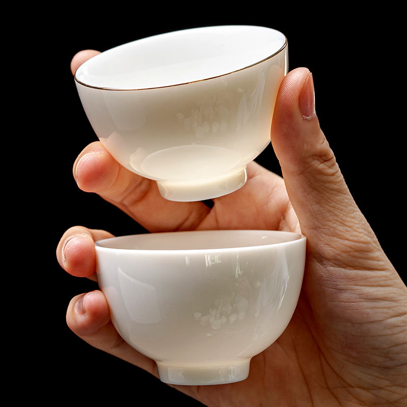 德化白瓷茶杯玉瓷茗杯单个手工羊脂玉陶瓷功夫茶具泡茶碗主人杯