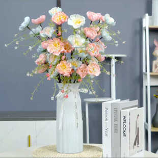 仿真花粉蝶假花客厅餐桌装饰摆件杜鹃花彩蝶花婚礼摆设花束绢花