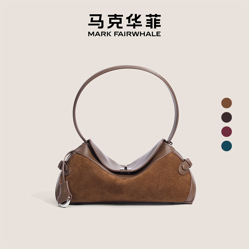 马克华菲腋下包女复古牛皮单肩包