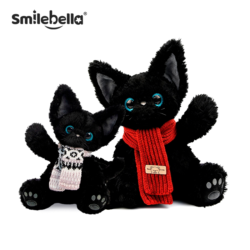 SmileBella黑色德文猫咪布偶公仔毛绒玩偶安抚娃娃小猫女生日礼物