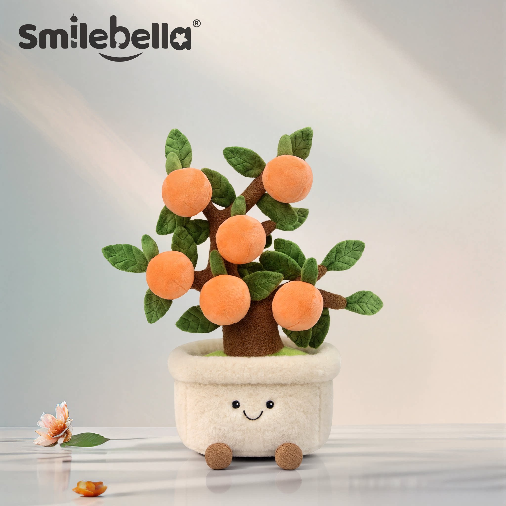 Smilebella大吉大利橘子摆件金桔毛绒盆栽玩偶乔迁开业生日礼物女