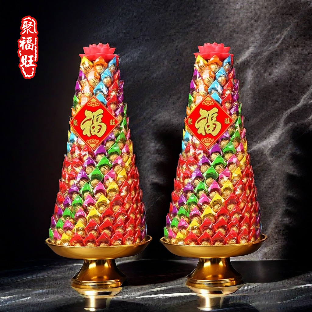 【聚福旺】七彩色糖塔7层9层11层13层15层南海供佛莲花糖果糖塔