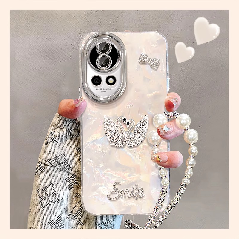 适用华为nova14pro手机壳夏天新女款nova13天鹅公仔nova12贝壳纹全包镜头膜nova11/10高级感荣耀nova9