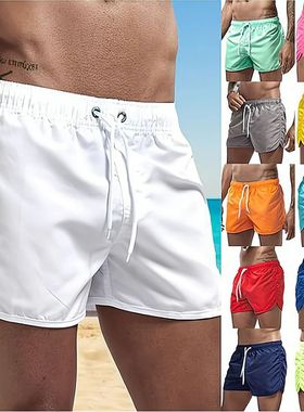 Solid color beach three quarter pants 男士纯色沙滩休闲三分裤