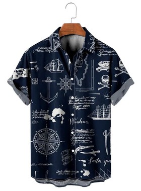 3D digital printed lapel casual shirt 3D数码印花翻领休闲衬衫