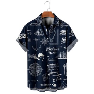 3D digital printed lapel casual shirt 3D数码印花翻领休闲衬衫