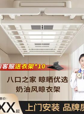 盼盼雅时光奶油风智能电动电动晾衣架烘干智能语音多功能升降晒衣