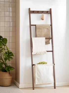实木落地靠墙浴巾复梯子毛巾架简约置架民宿架浴PHG室挂衣古架多