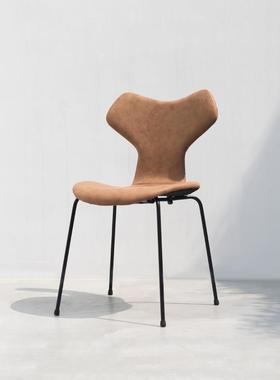 牛角CXR椅轻背奢椅意绒布子铁艺餐椅现代简约家用餐厅靠创椅