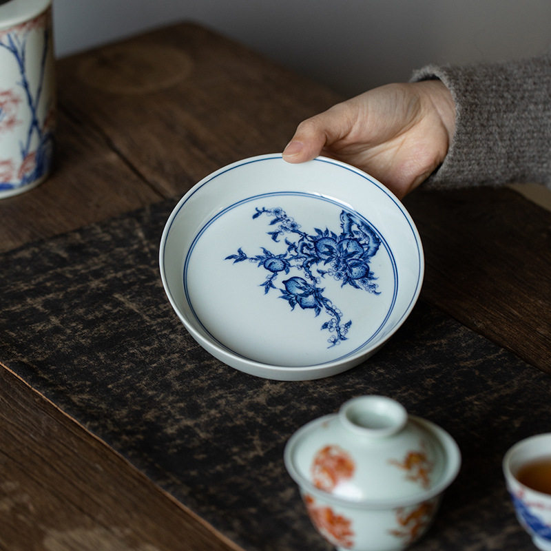 仿古青花陶瓷蓄水茶盘家用简约