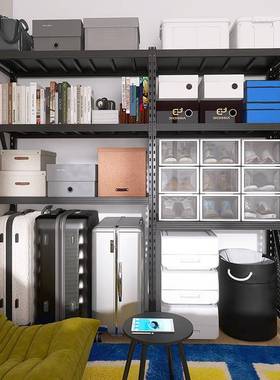 黑色三层货架置架家李用物多层空式洞下洞板阳台行CNA拉杆箱收纳