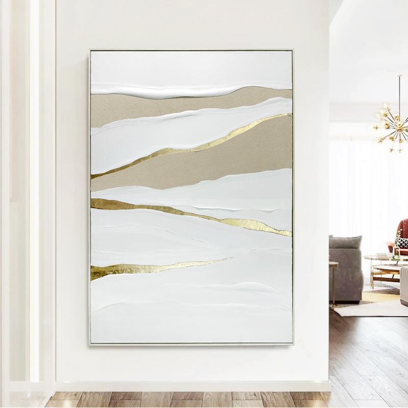 高端简玄约现代店关金箔艺KQX术装饰挂画样板白色文艺酒手绘间油