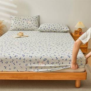 A类粗全棉老布床笠单件纯JM-24078棉床垫防尘防滑保护保护套罩三