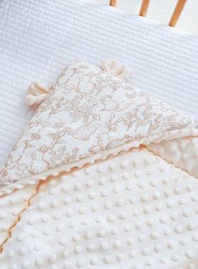 婴儿纯加抱厚秋冬豆被产房春pxx64239秋新生儿豆棉包被初生宝宝包