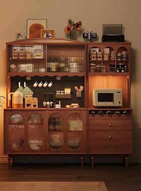 实木复古边美式靠家用厨柜房LWF餐储物储物一体墙组合酒柜茶水高