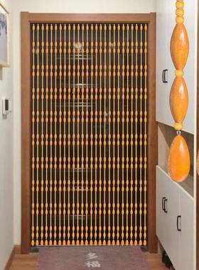 全桃木橄榄形隔断帘户入珠卫生间客厅玄门关过道帘挂OOR帘新中式