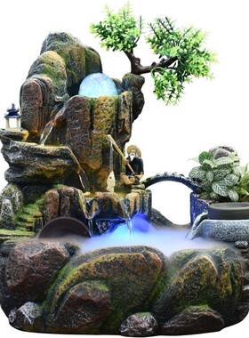 造微盆景水摆件加湿器高山室内山流水假山IFY养鱼鱼观缸景小景桥