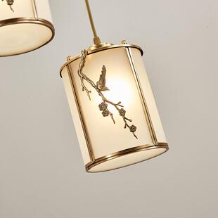 楼梯间全吊【喜鹊】灯铜新中式长别墅大气楼梯灯旋转复式楼吊灯