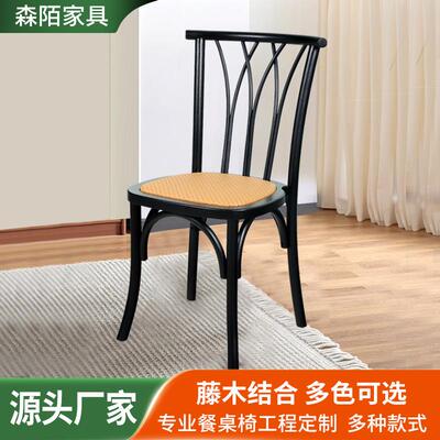 木餐椅家用现实代简约靠背跨热YLL卖新款美式复古餐厅商用篱笆椅