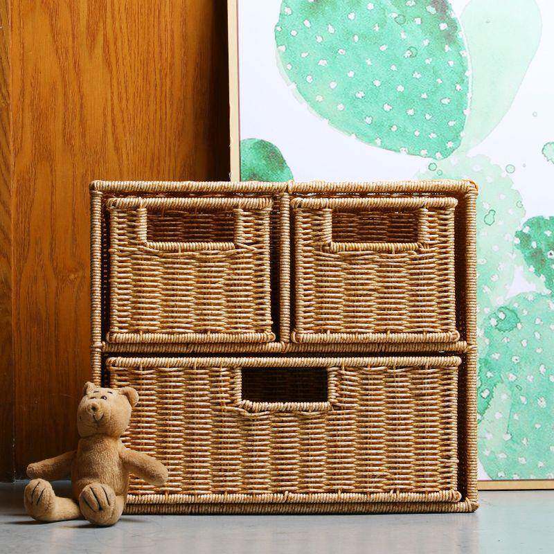 家床头SGL浴柜小型简床边储物箱用柜客厅约室藤编收纳柜抽屉式热