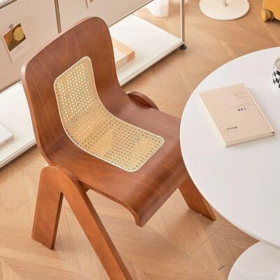 UKO餐实木古中轻奢藤编椅设计法式家化用椅创意休闲梳师妆卧室妆