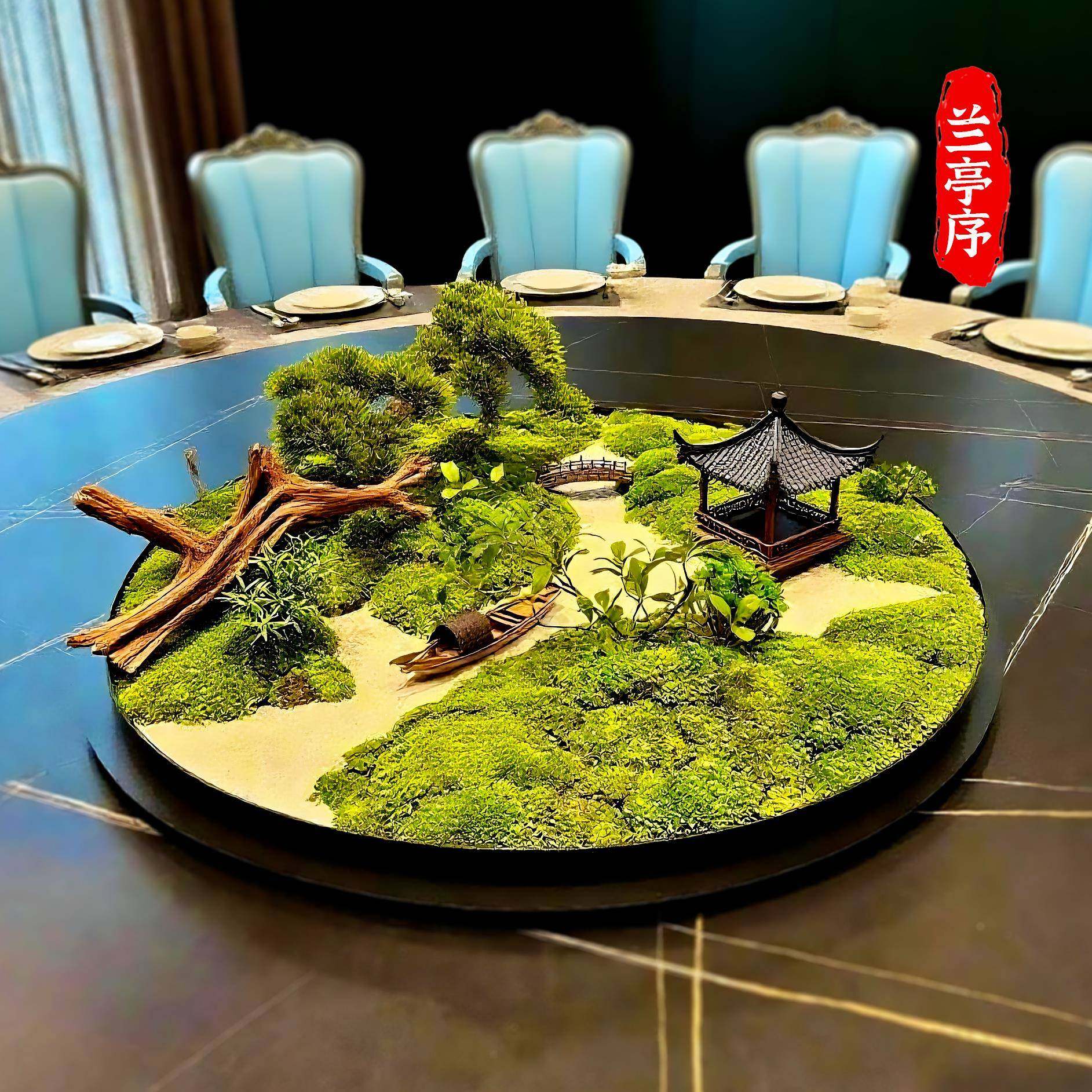 永生苔酒餐桌摆PZR件大圆桌中创间店转盘摆花中式圆形意桌装藓饰,鲜花速递/花卉仿真/绿植园艺,仿真花,淘宝优惠券,粉丝福利购,淘宝优惠卷