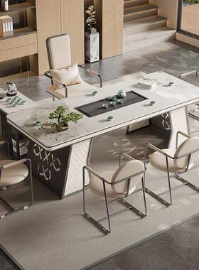 奢石岩式板茶桌椅组合新中桌现家用办代书公室功夫泡茶台一体GUC