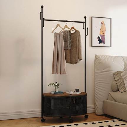 衣衣架落地卧挂衣架可室移动带家用室轮内脏YMJ-03衣篮轻奢晾衣简