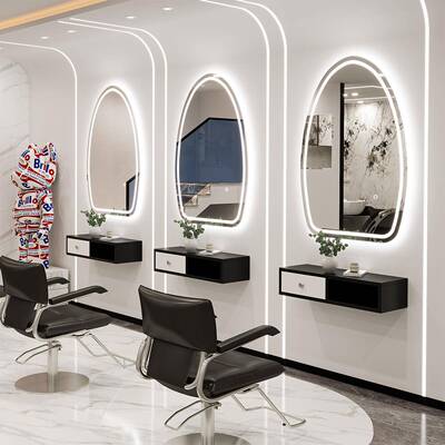 ?发店网理红镜子挂美面发镜台单智能发墙光镜EEL壁挂式发廊LED镜