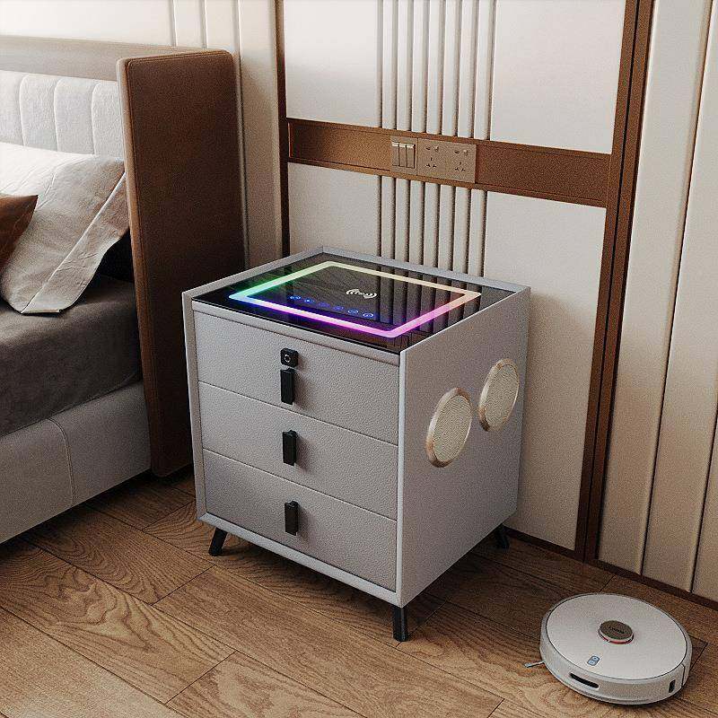 智能床柜六按键跑马灯头简四约现代多能无线IXB充音响储物柜床边