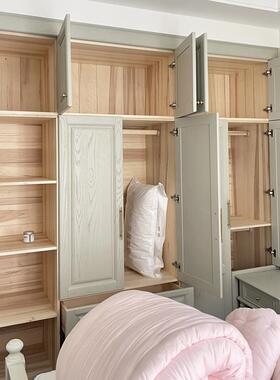 全屋实定制衣柜红橡房木原木纯全木式精装整体NNH衣帽间工美厂定