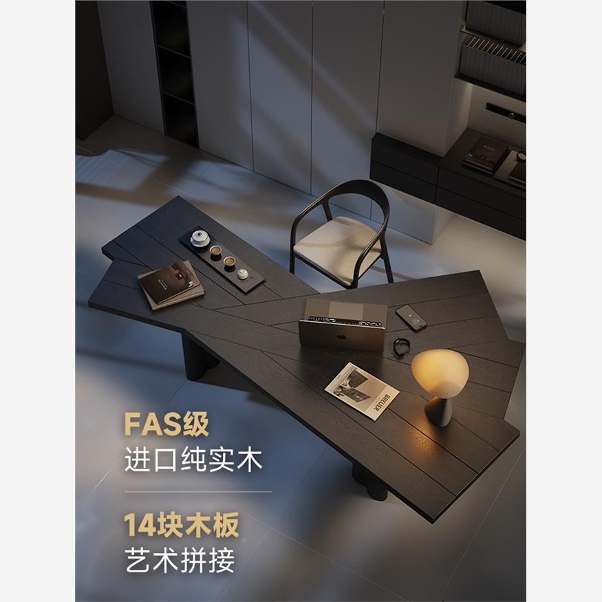 曗1现ZPC代简约实办公电脑桌计轻奢老木板设师工作Y台茶桌异形创