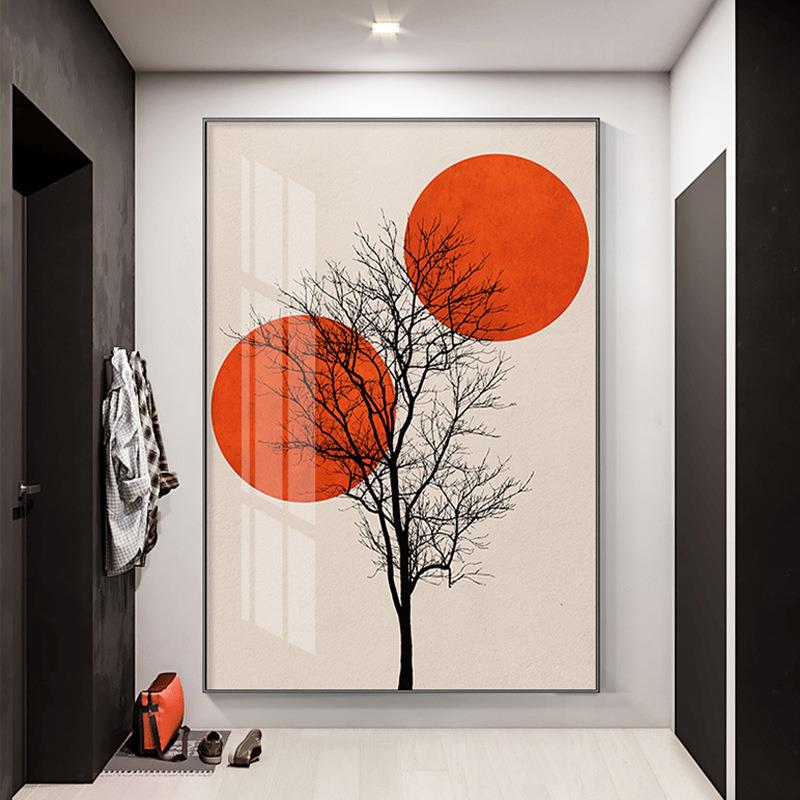 橘子落现代象客XBB厅装饰日画落日飞鸟轻奢大幅沙发落地画玄抽关