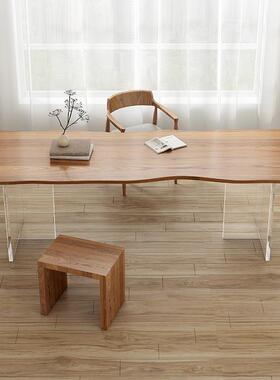 代简意约家用亚克力办公20231122桌实现书房创悬浮书桌木客厅小户