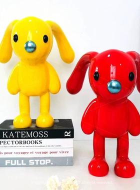 轩厅阁创意红色长耳兔摆件现代艺术玄客关卧434室书房锦网红装饰