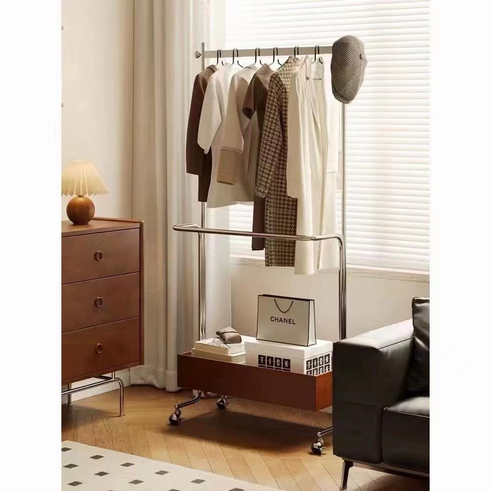 不锈钢奢挂卧衣衣帽架子架中古简约落地可移动可收纳轻EUR高档家
