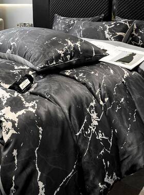 轻奢风丝四冰套水套洗真丝滑裸睡床件上床单WZ100292被枕套1.5/8m