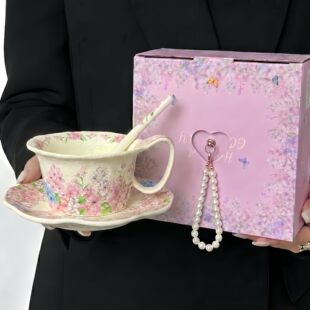 复古精致咖啡杯碟套装高级感下午茶拿铁水杯子送女生闺蜜生日礼物