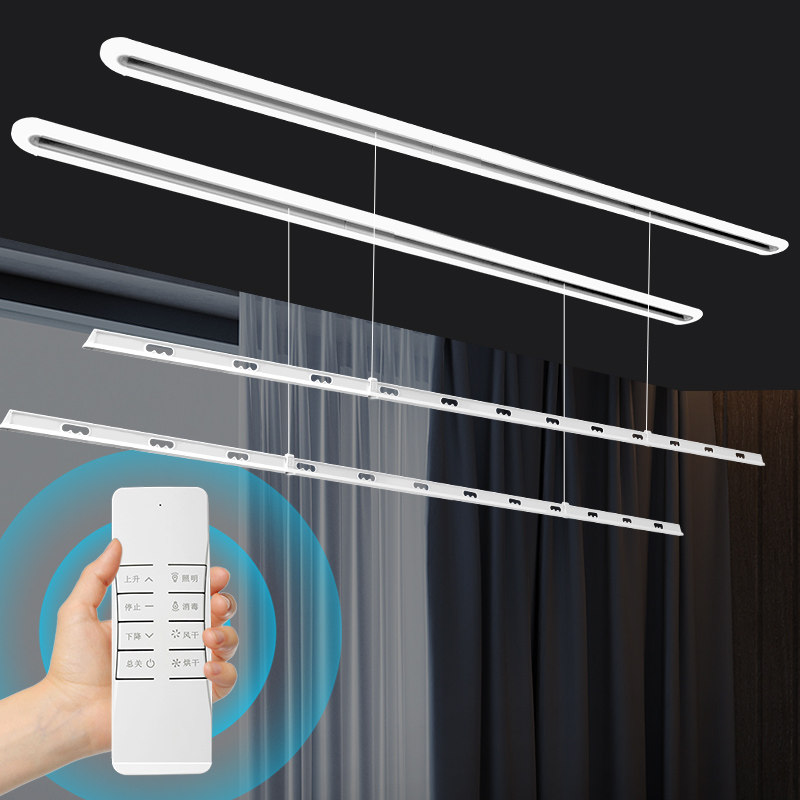 隐形电动晾衣架升k降隐藏嵌入式家用双杆自动智能阳台晾衣杆晒衣