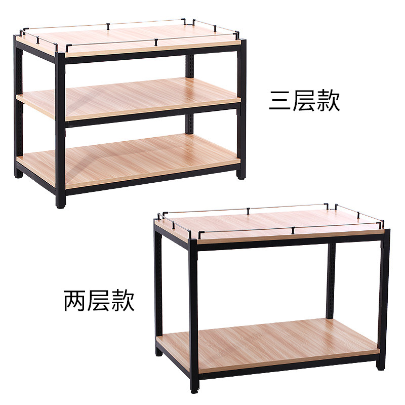 超市促销台牛奶堆头食用油饮料礼品陈列展示架钢木三层Z柜地堆货