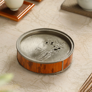 梅妃竹古锡壶承干泡台蓄水底A座家用建水茶承茶盘托盘功夫茶 中式