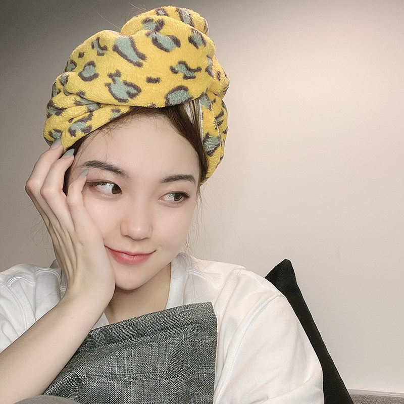 豹纹干发帽2021新款r李佳琪御用模特推荐超强吸水速干发巾洗头浴
