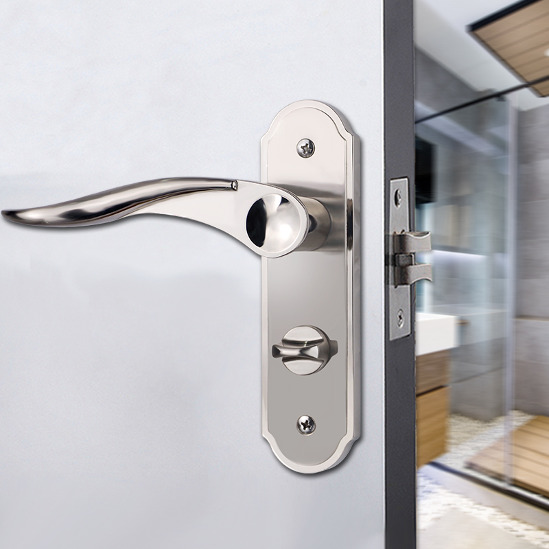 欧式卫生间门锁室内厕所浴室执手单舌把手铝合L金洗手间 无钥匙11