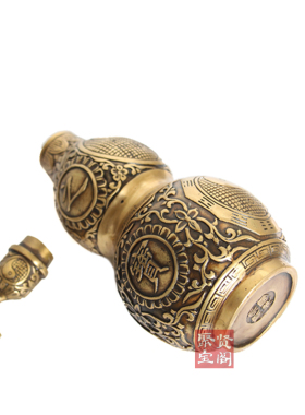 铜葫芦摆件纯铜开盖空心五帝钱挂件卧室客厅家P居玄关装饰品大小