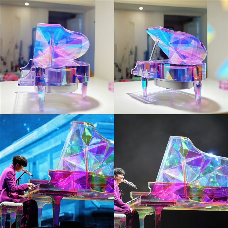 林俊杰演唱会JJ20老林手工仿真镭G射水晶钢琴小摆件DIY模型