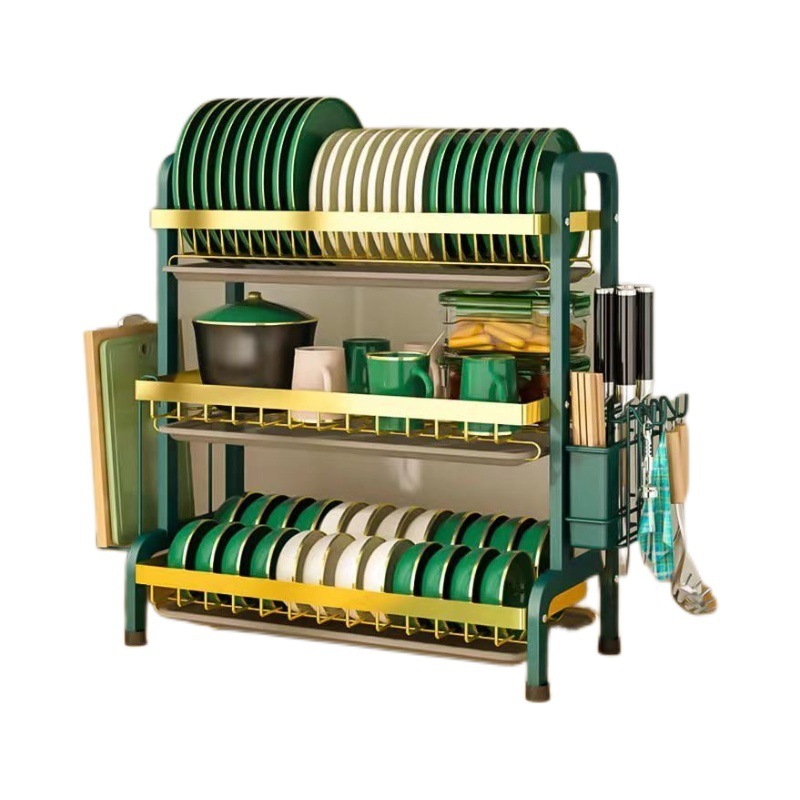 厨房置物架碗碟架盘子收纳架沥水架家用J多功能放碗架碗筷收纳刀