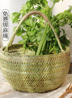 圆篮子手工竹编竹篮子织手提菜篮鸡蛋I篮水果收纳竹筐竹编竹器